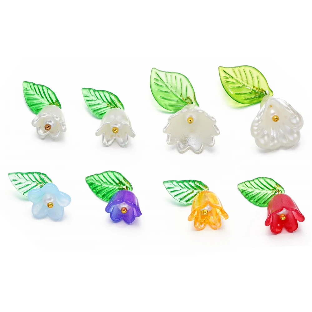 

10Pcs/lot Acrylic Lily Of The Valley Flower Bud Beads Plated With Colored Loose Beads Handcrafted DIY Jewelry Making