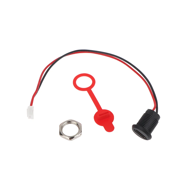 5/8/10Pcs 2Pin Charging Socket Female Mount Adapter USB Type-C Port Charging Interface Socket Female Type C 3A With Cover Caps