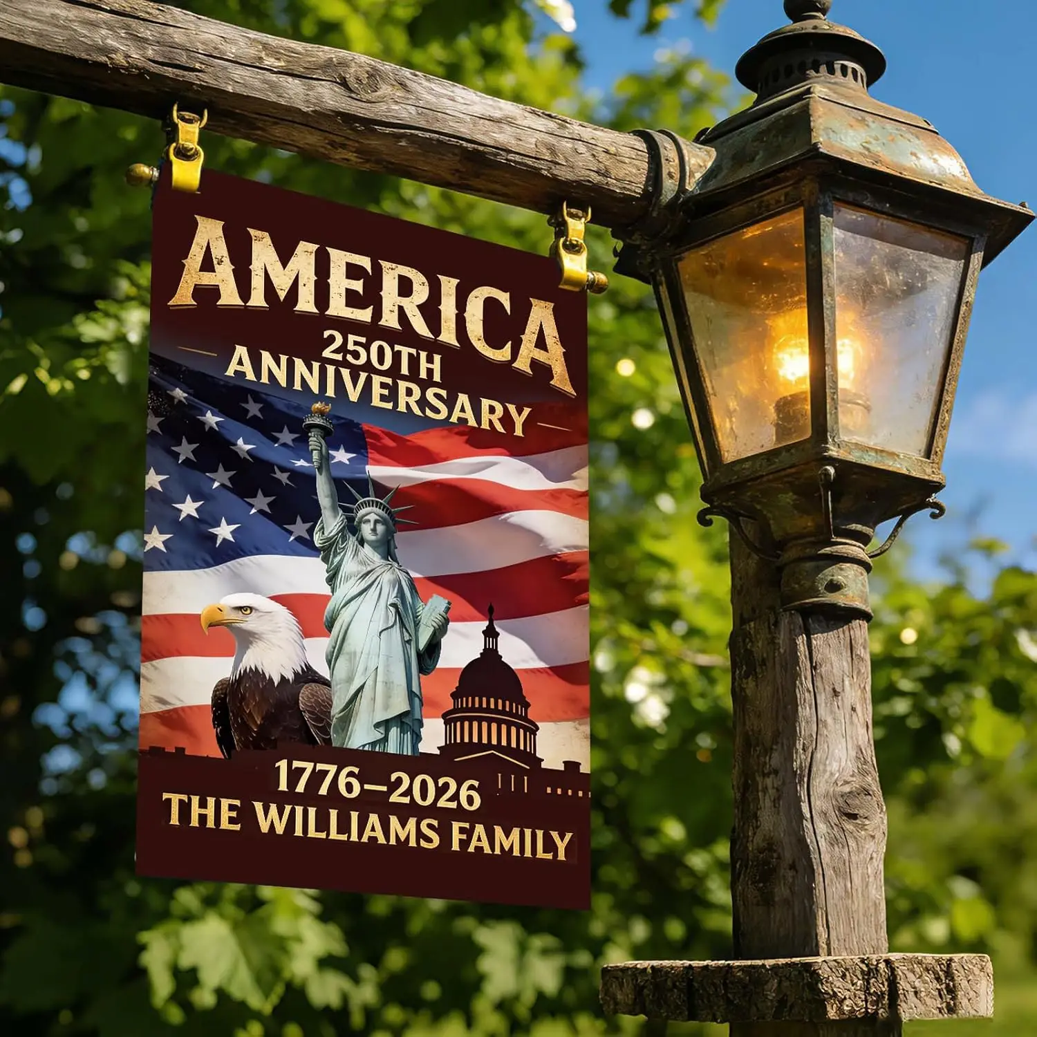 Custom America's 250th Anniversary Garden Flag, Personalized Family Name 250 Year of Freedom USA Patriotic Banner, Custo MMZ - view 5