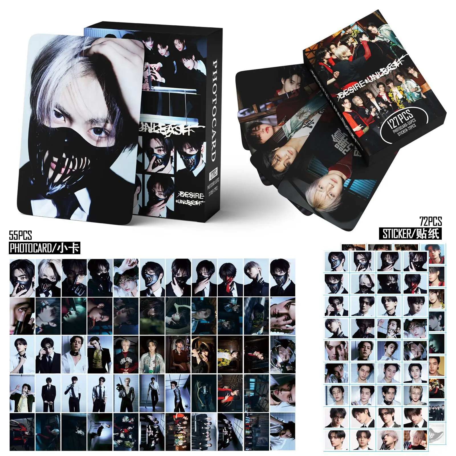 55+72Pcs/Set Kpop New Album DESIRE : UNLEASH Cards Mini Stickers JUNGWON HEESEUNG JAY SUNOO SUNGHOON NI-KI Photocards Fans Gift