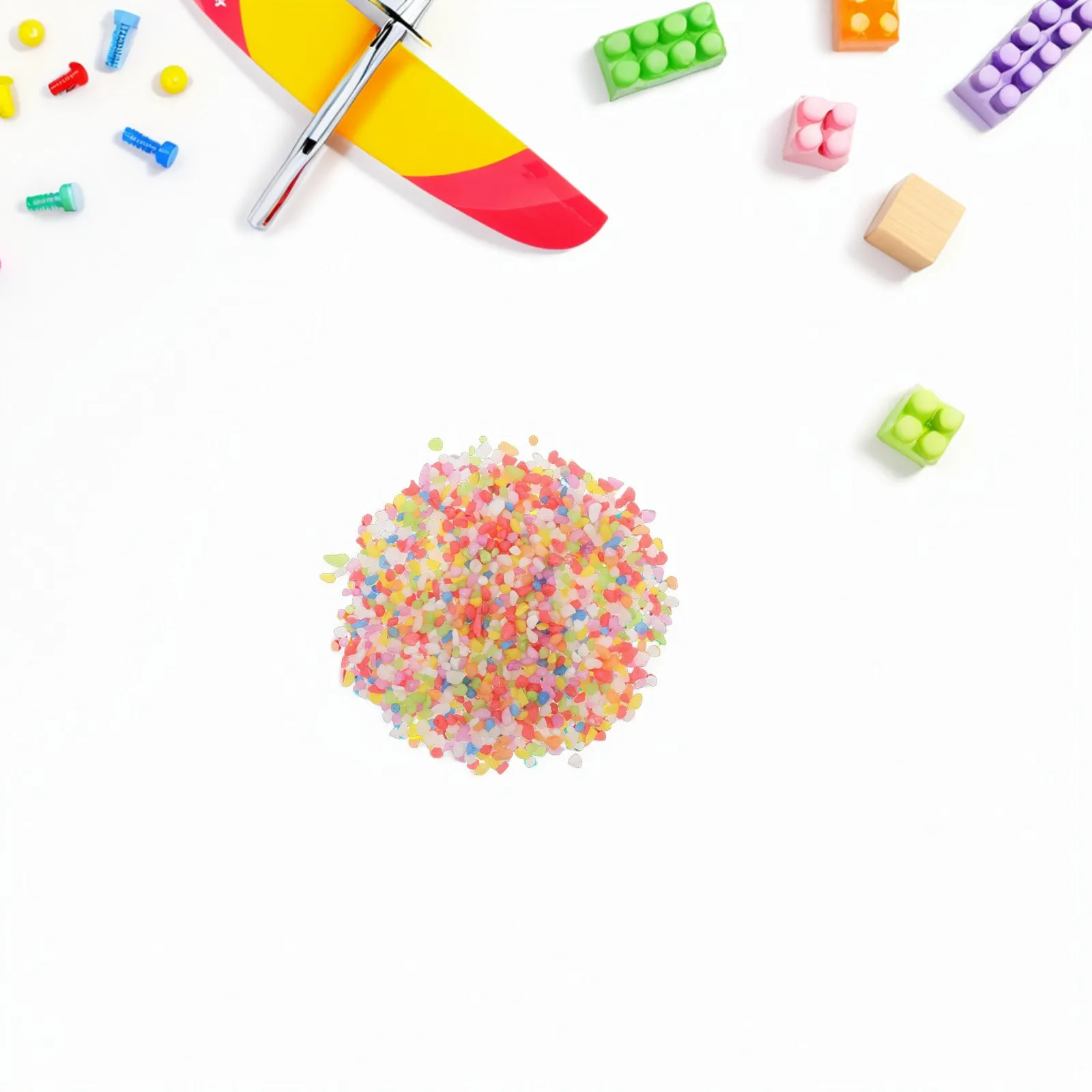 مجموعة أحجار رملية 100 جرام لمنطقة لعب الأطفال، حصى زخرفي ملون بألوان زاهية، أحجار آمنة وناعمة وخفيفة الوزن لصندوق الرمل وحوض السمك