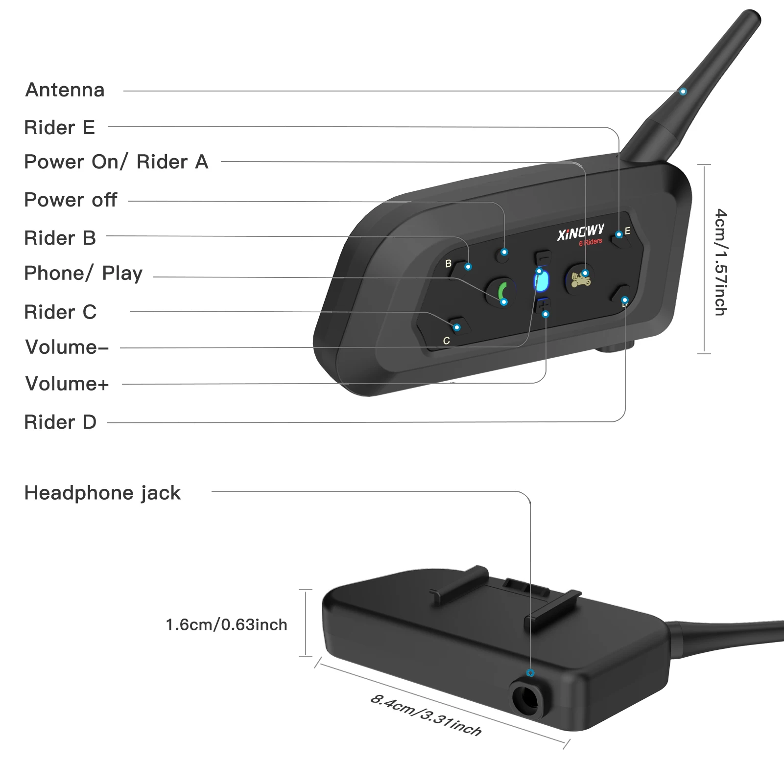 XiNOWy V6C PRO Vollduplex 1200 m Fußball 2 Schiedsrichter Schiedsrichter Ohrbügel Bluetooth Intercom Mono Kopfhörer Headset Kopfhörer – Detail 8