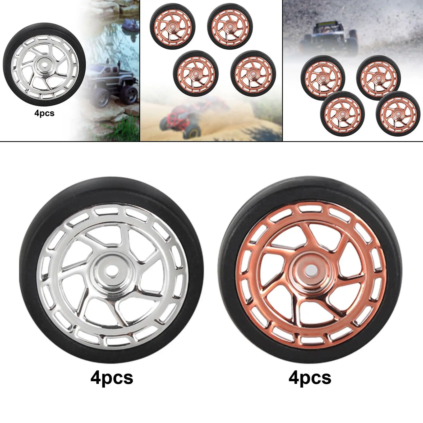 ドリフト車用タイヤ付き耐摩耗性,直径31mm,1:18 rcの電気自動車部品の交換,スペアパーツ,4個