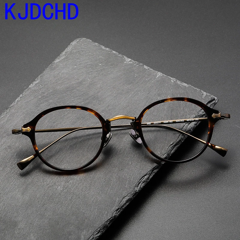 

Pure Titanium Acetate Optical Glasses Frame for Men Women Vintage Round Prescription Eyeglasses Frames Myopia Spectacles Eyewear