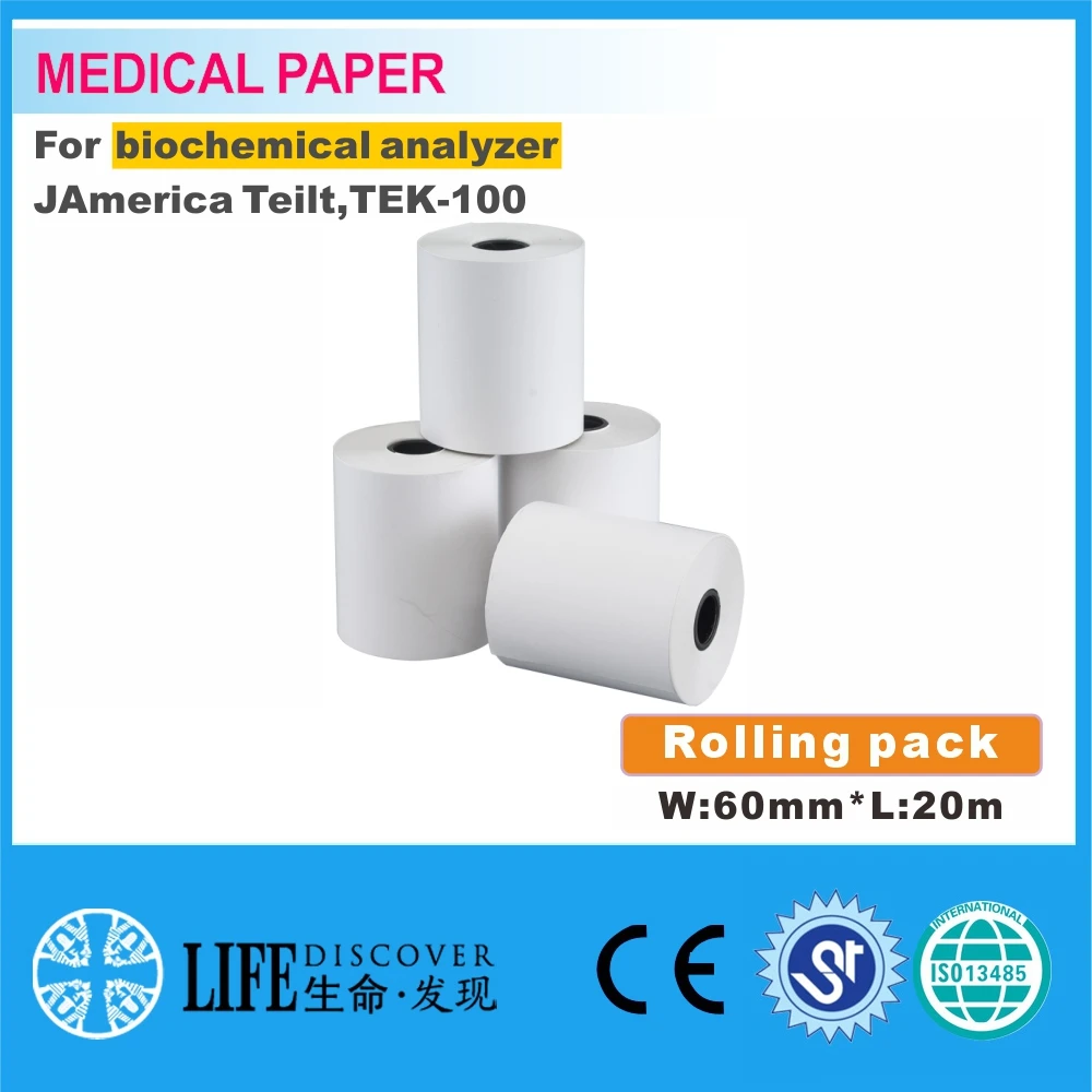 Medical thermal printing paper For biochemical analyzer no sheet America Teilt,TEK-100 5rolling pack