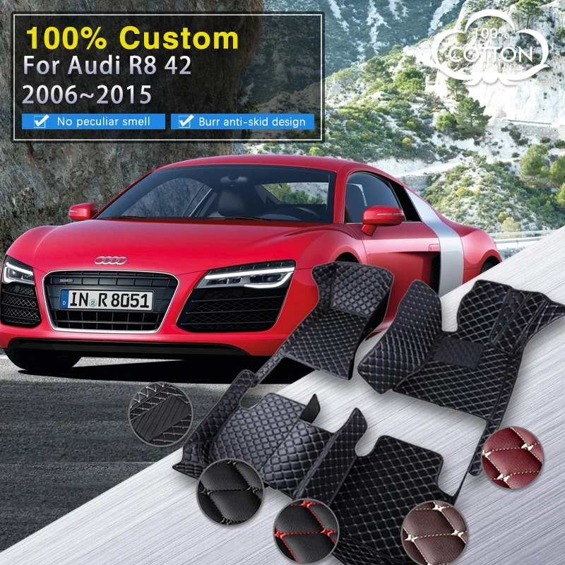 

Car Mats For Audi R8 42 MK1 2006~2015 Auto Floor Mat Luxury Leather Waterproof Rug Anti Dirt Pad Set Car Interior Accessories