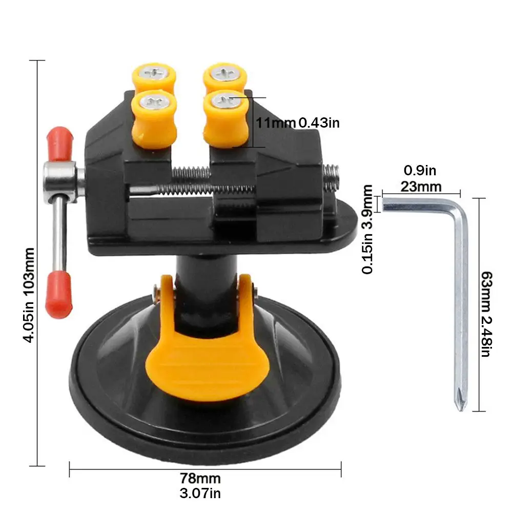 Suction Cup Mini Vice 360 Degrees Rotating Small Table Vice Mini Walnut Grip Tool