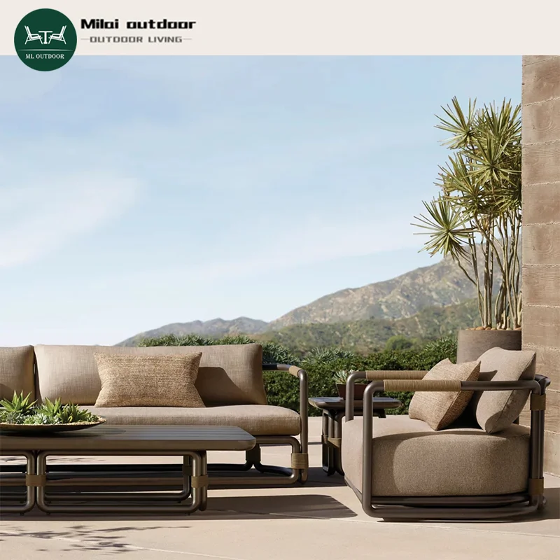 

Modern Luxury Aluminum Sofa Set Foshan Factory Anti-Rust Outdoor Hotel Garden Furniture Courtyard Living Room Weather Resistant
