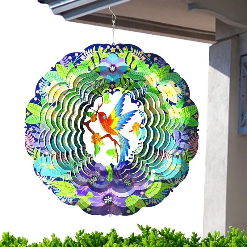 

3D Hummingbird Wind Spinners Metal Kinetic Hummingbird Yard Art Decorations Outdoor Wind Sculptures For Trees Walls Window