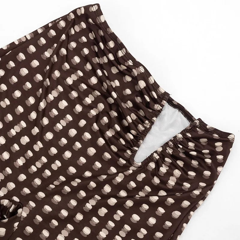 Damen 2-Teiliges Outfit mit Polka-Dot-Print, Tief Ausgeschnittenes Crop-Top + Hochgeschnittene Capri-Hose Set mit Stirnband, Sexy Nachtclub-Party-Trainingsanzug – Detail 14