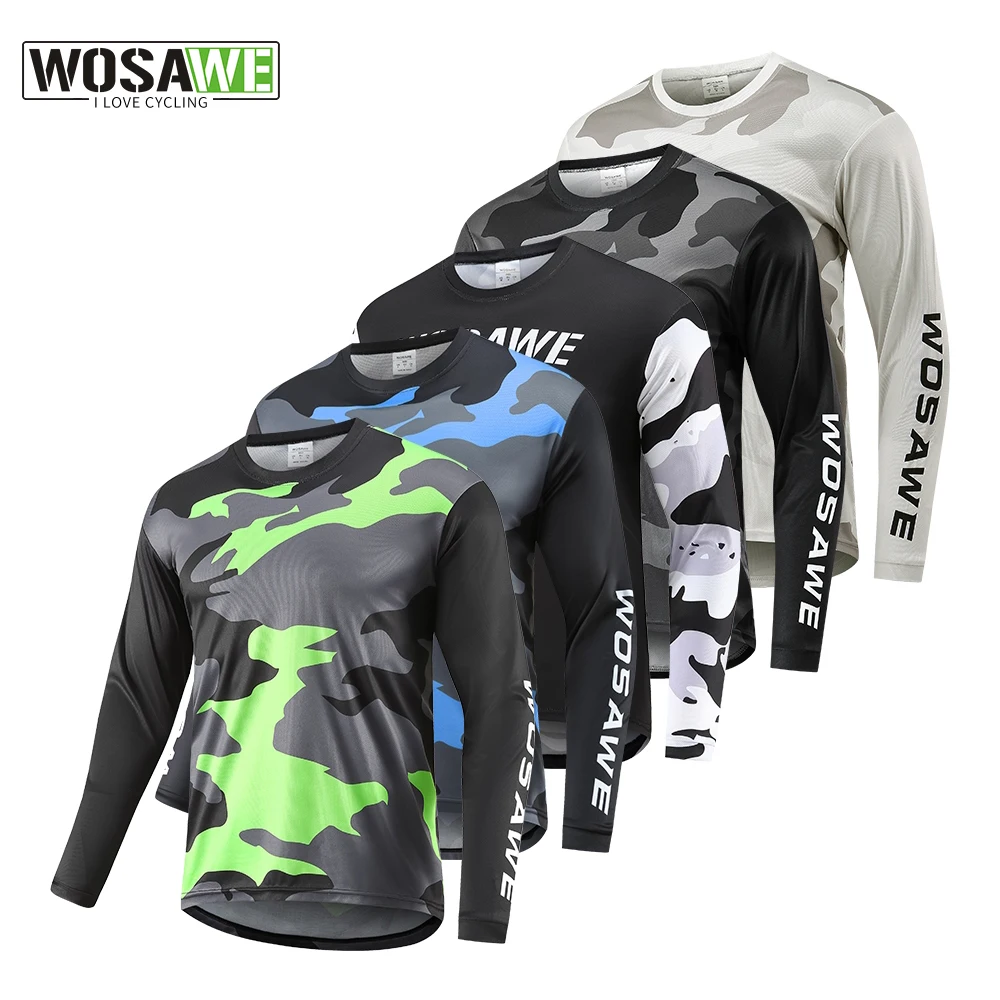 

WOSAWE Men's Summer Cycling Jersey Bike MTB Jerseys Long Sleeves Motocross Mountain Bike Downhill Racing Road Bicycle Tops