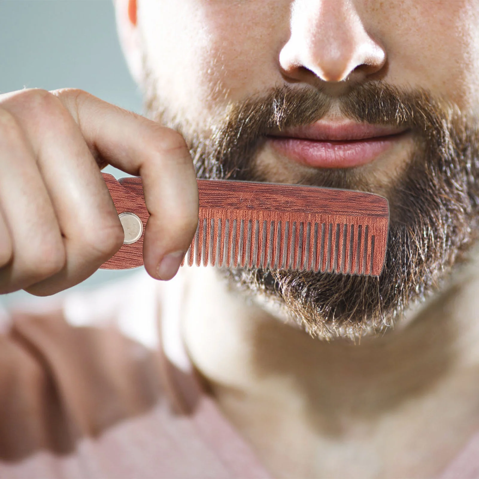 Pente de barba ferramenta de preparação bolso cabelo de madeira bigode fornecimento portátil contornos dobrável