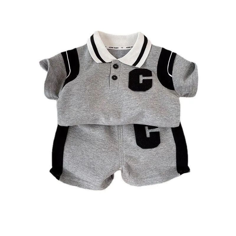 New Summer Clothing Sets Baby Boys Girls Sport Casual Suit Children Short Sleeve Tops Shorts 2Pcs Letter Costume Kids Tracksuit