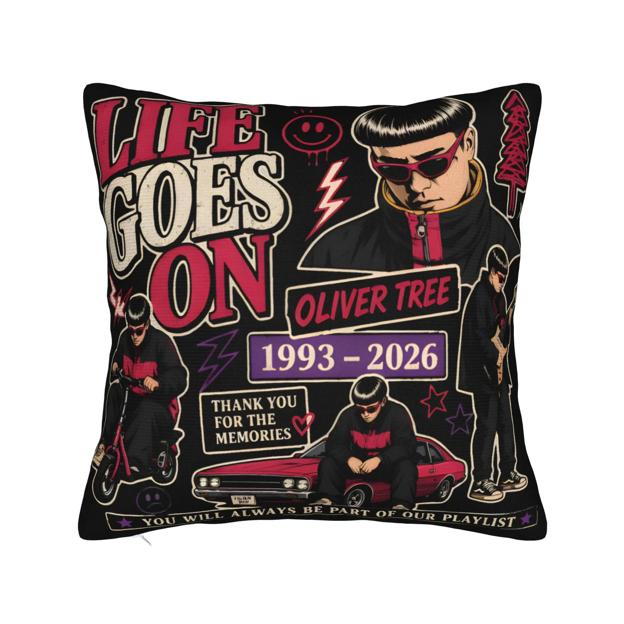 Oliver Tree Memorial Life Goes On Tribute Pillowcases  Fashion Pillow Case For Living Room Chair Design Pillow Cover