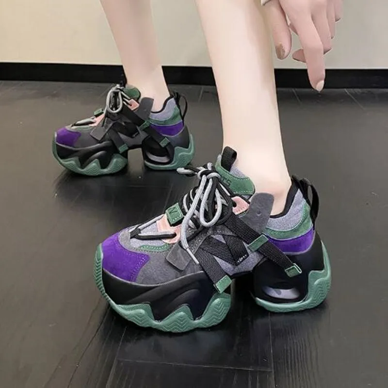 Autumn Women\'s Sneakers New Breathable High Platform Shoes Woman Ladies Vulcanize Casual 7.5CM Chunky Sneakers Zapatillas Mujer