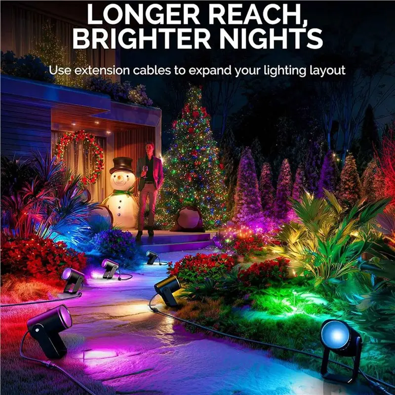 BAAG-6Pcs 10FT Extension Cable For Govee Outdoor Flood Lights And Spot Lights,Waterproof 4Pin Extension Cord For Govee H7057