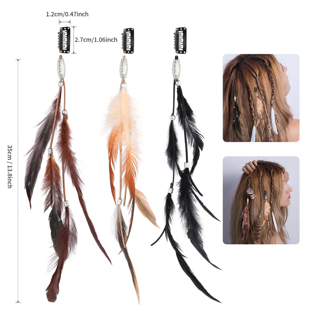 Bohemian Feather Hairband Women\'s Festive Masquerade Carnival Hippies Costume Indian Prom Gypsy Long Tassel Hair Accessories