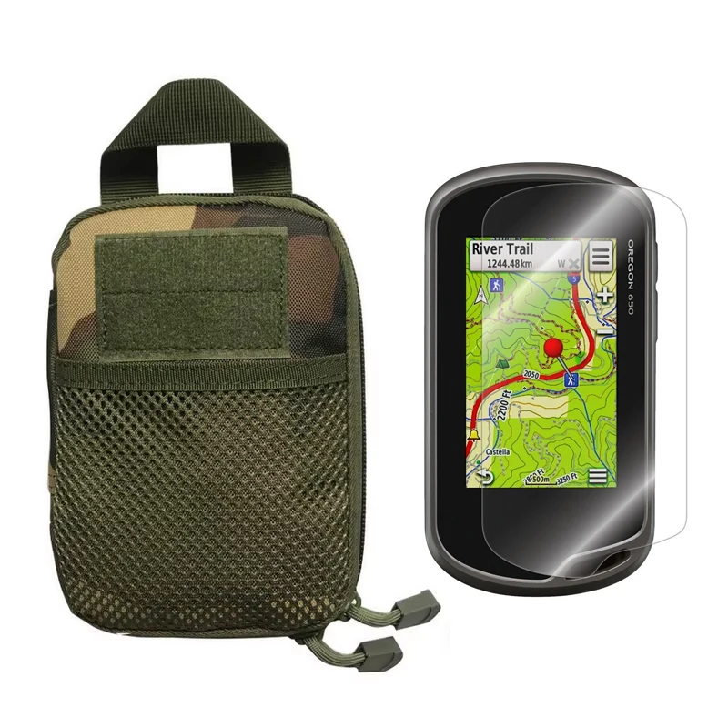 Muti-function Military Pouch Bag Portable Case+Screen Protector for GPS Garmin Oregon 600 650 700 750 600T 650T 750T Accessories