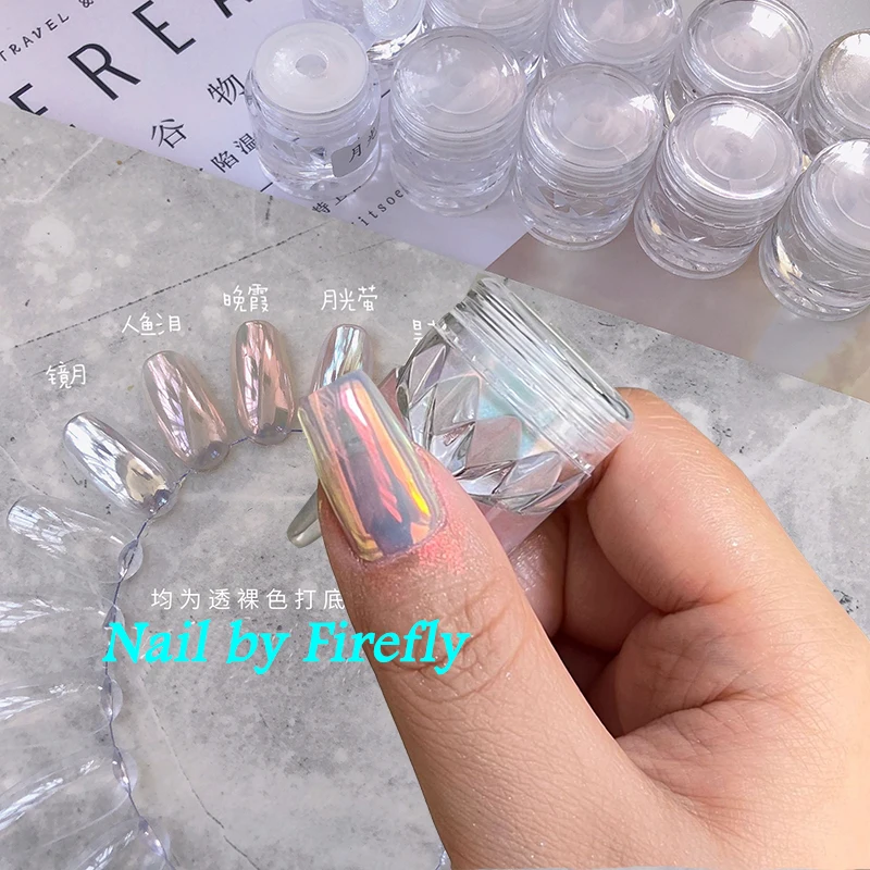 Pearl White Moonlight Mirror DIY Nails Powder Nails Glitter Aurora Shining Pigment Chrome Dust Woman Nail Art Decoration