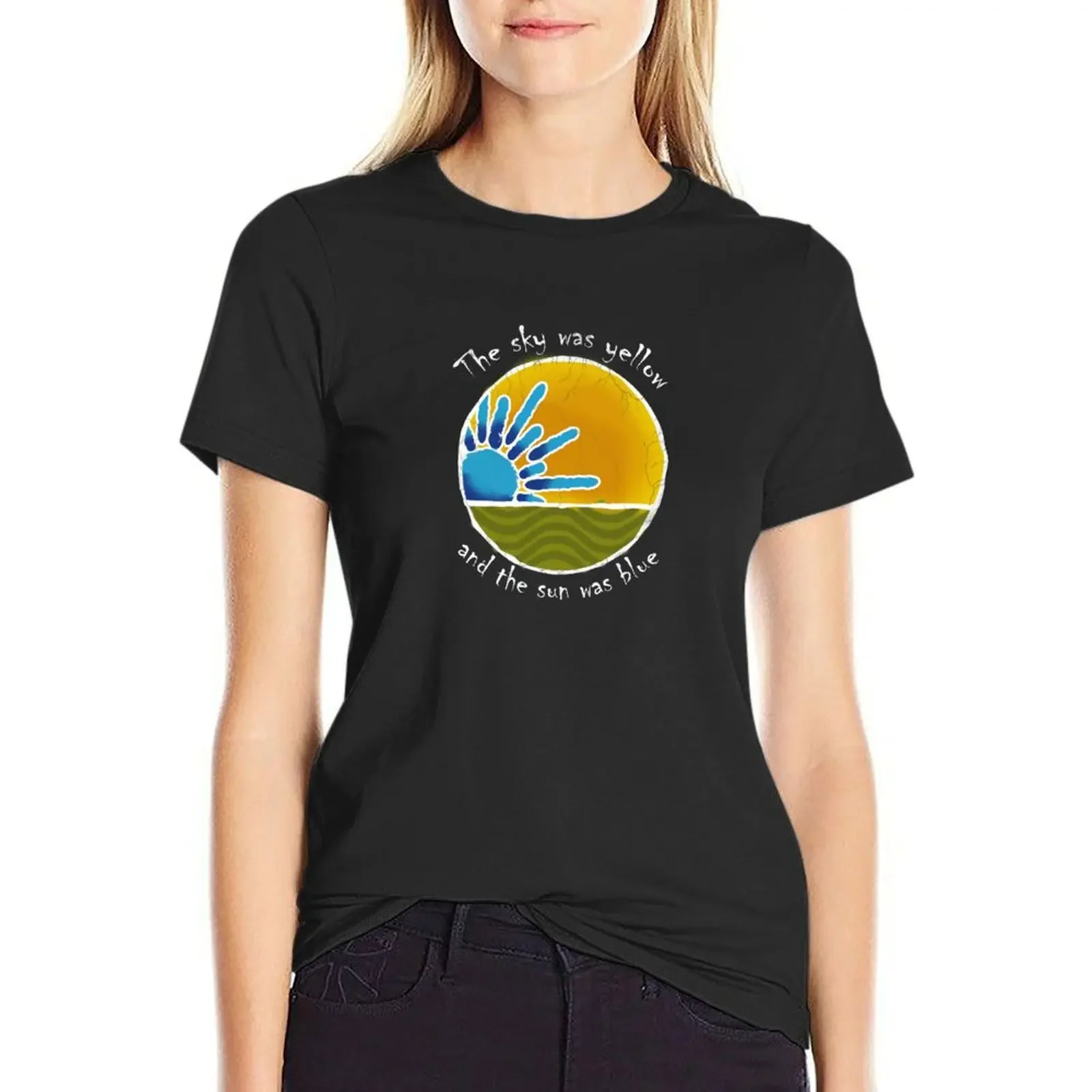 

Sky Yellow Sun Blue T-Shirt customizeds blacks vintage clothes t shirts for Women graphic