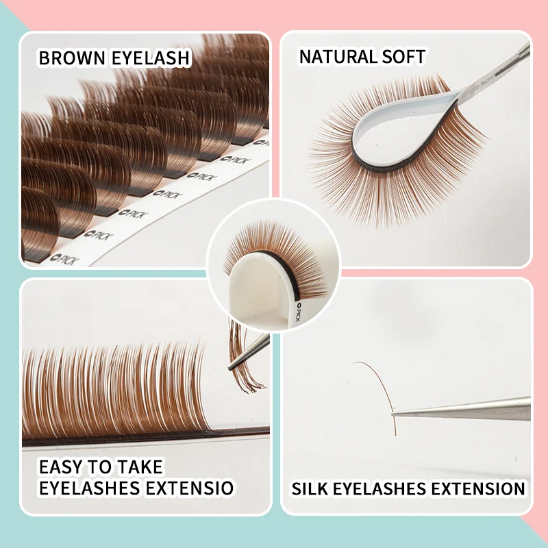 Matte Brown Eyelash Extensions L L+ LU LC Curl Russian Volume Eyelash Supplies Korean PBT High Quality Individual Eyelashes