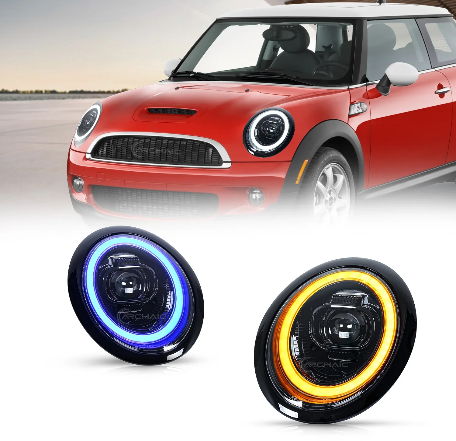 

Archaic E-MARK Approved Headlights for Mini Cooper R50 R52 R53 Head Lamp 2001-2007 Full Led Car Front HeadLight