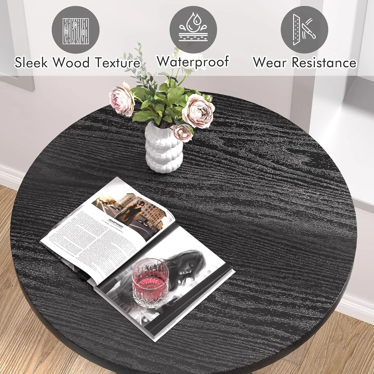 3 Piece Bar Table and Chairs Counter Height Bistro Pub Sets with 2 Barstools for Breakfast Nook, Small Space