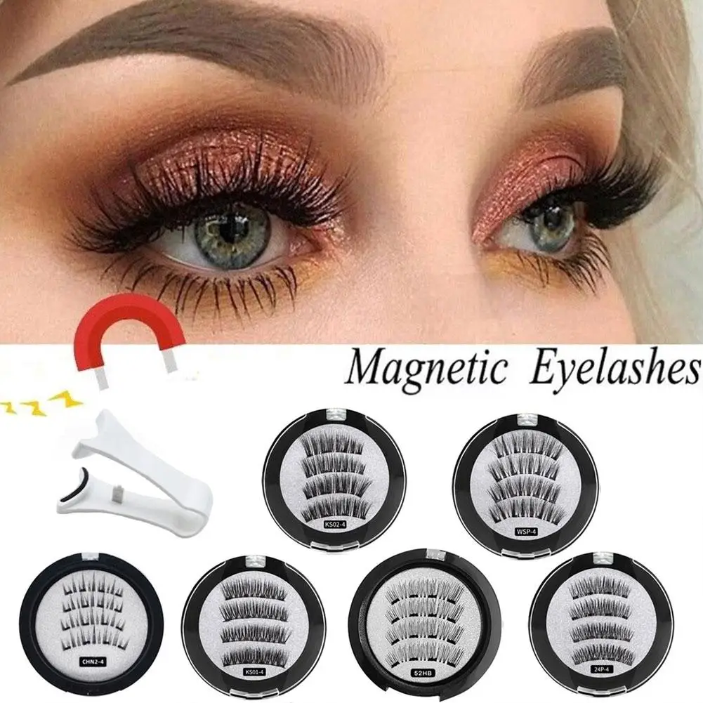 2pairs/box 3d Magnetic False Eyelashes Reusable Magnet Eyelashes With Applicator Easy Eyelash Wear Supplies Makeup To W1w0