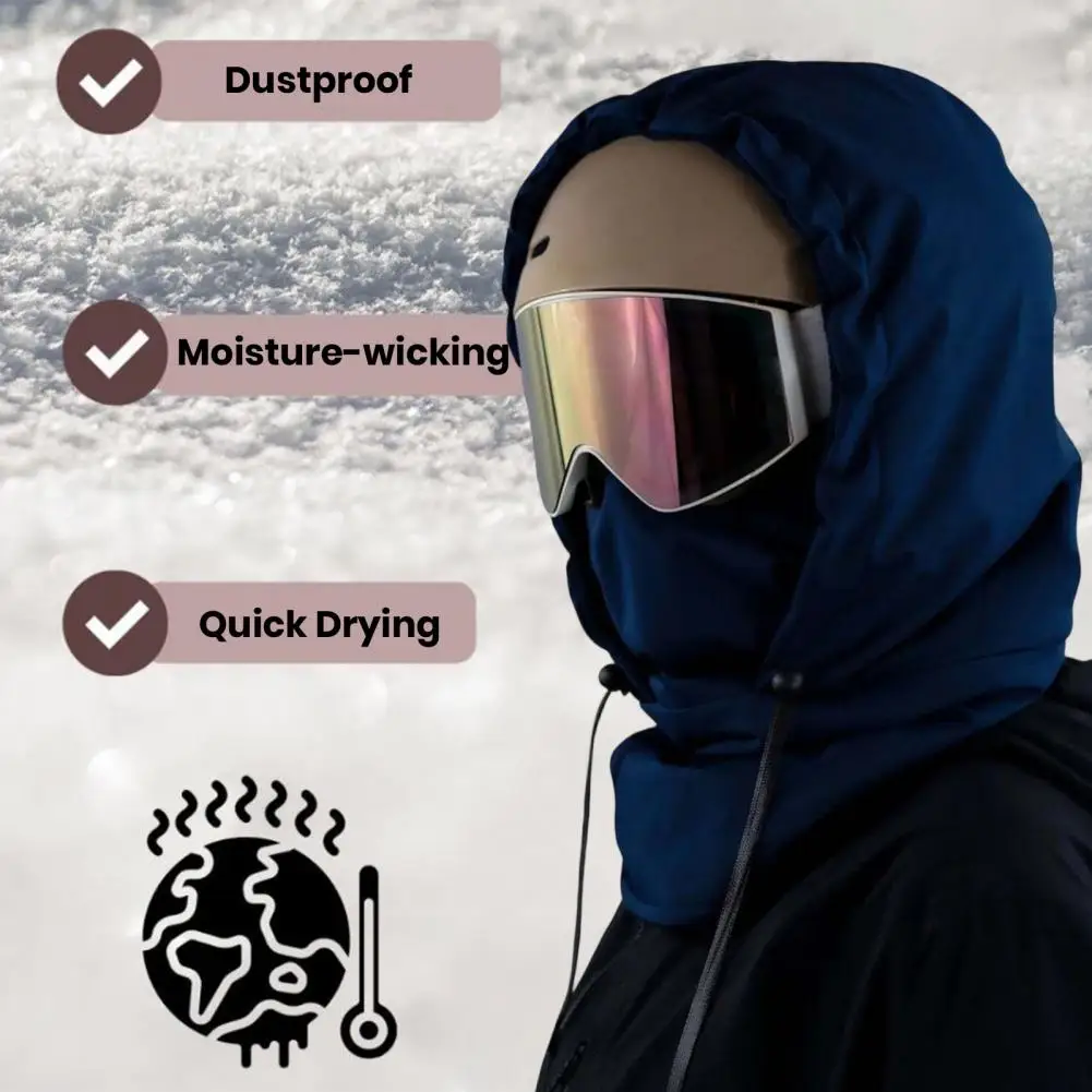 

Fleece Lined Riding Headgear with Goggles 3-in-1 Full Cover Ski Hood Cycling Skiing Windproof Warm Headgear Neck Tube Scarf