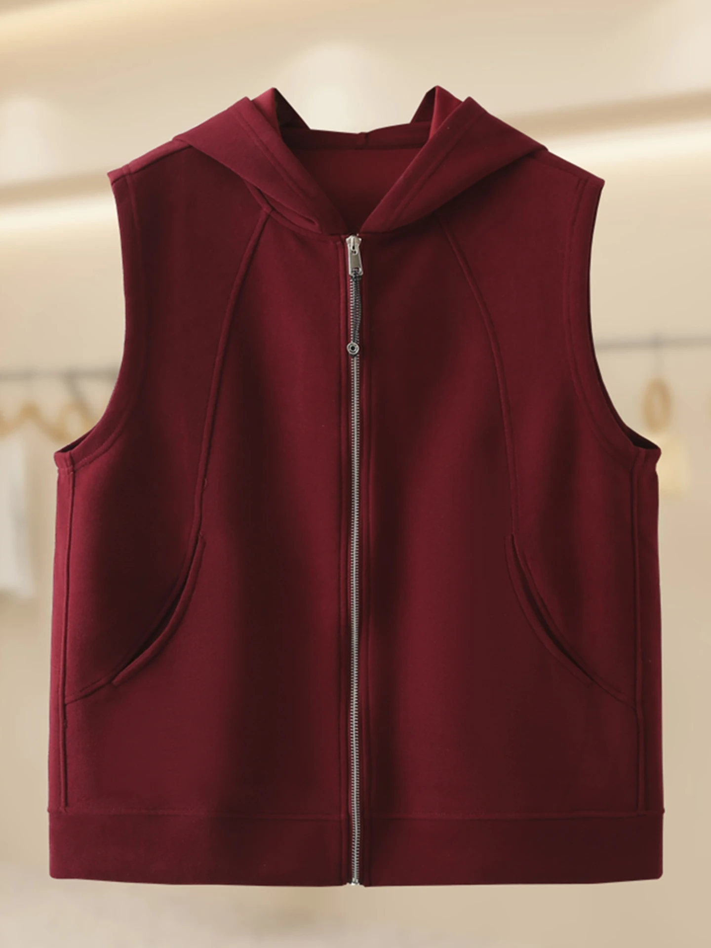 

Жилет с капюшоном больших размеров, женский весенне-осенний повседневный свободный жилет для похудения, верхняя одежда, одежда для мам, удобная хлопковая смесь