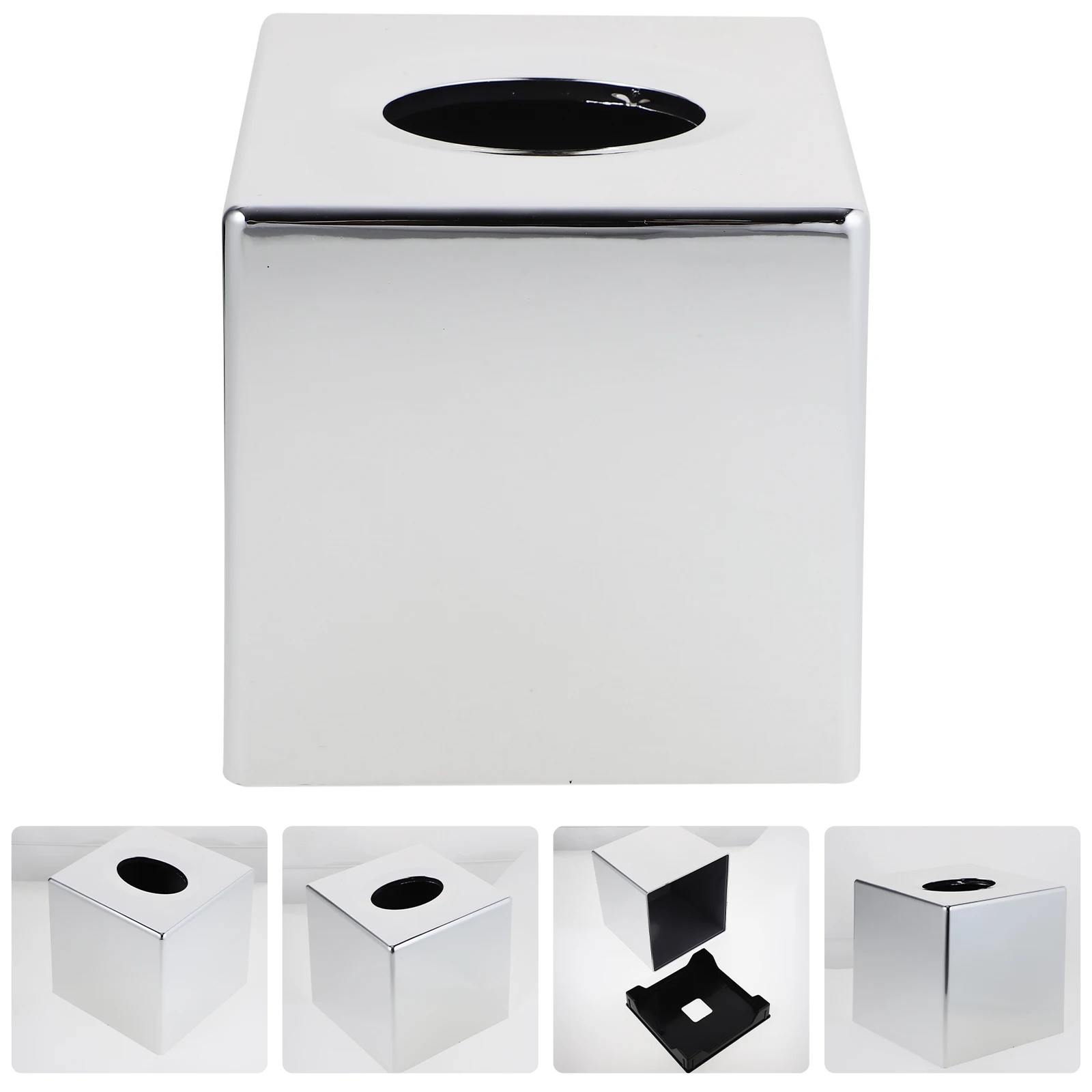 

Electroplating Tissue Box ABS Material Smooth Arc Design Rectangular Holder Decorative Storage Home Office Use Napkin Paper