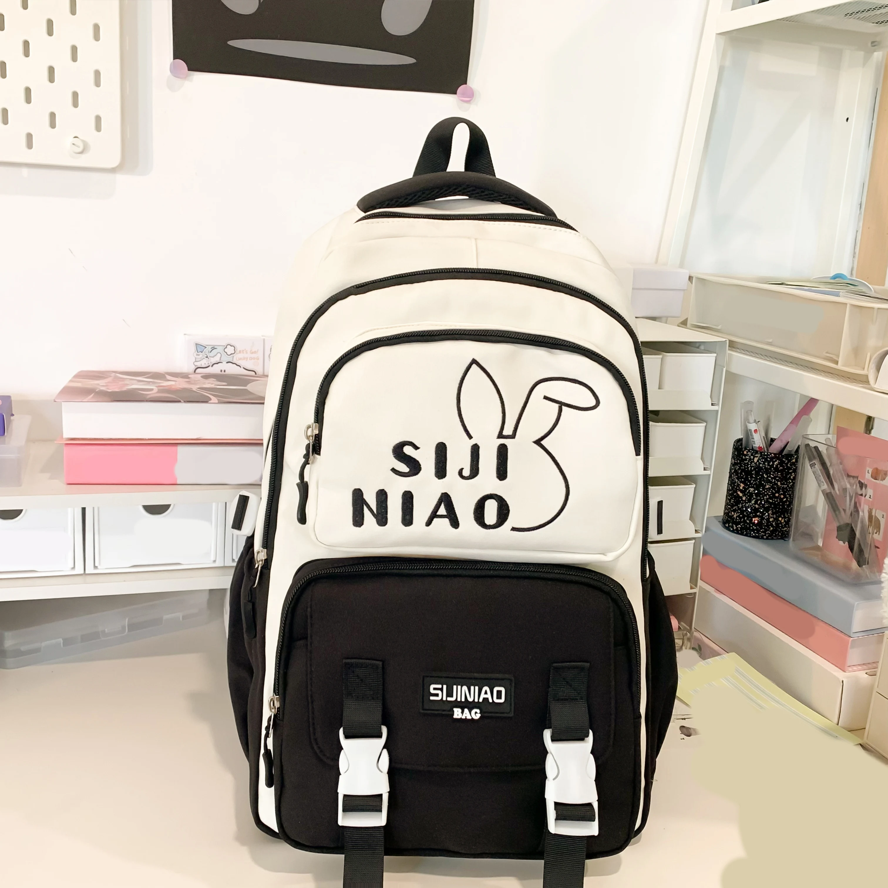 japanese style ins trendyy simple backpack fashion versatile contrasting color backpack female large capacity junior high school student school bag