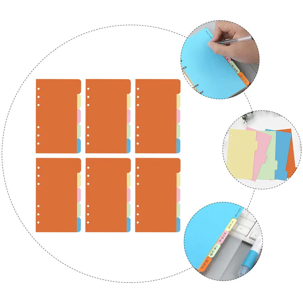 

30 pcs Pocketbook Replacement Core Papers 6-Hole Loose-Leaf Paper School Stationery Colored Indexing Cards Notebook Diary Label