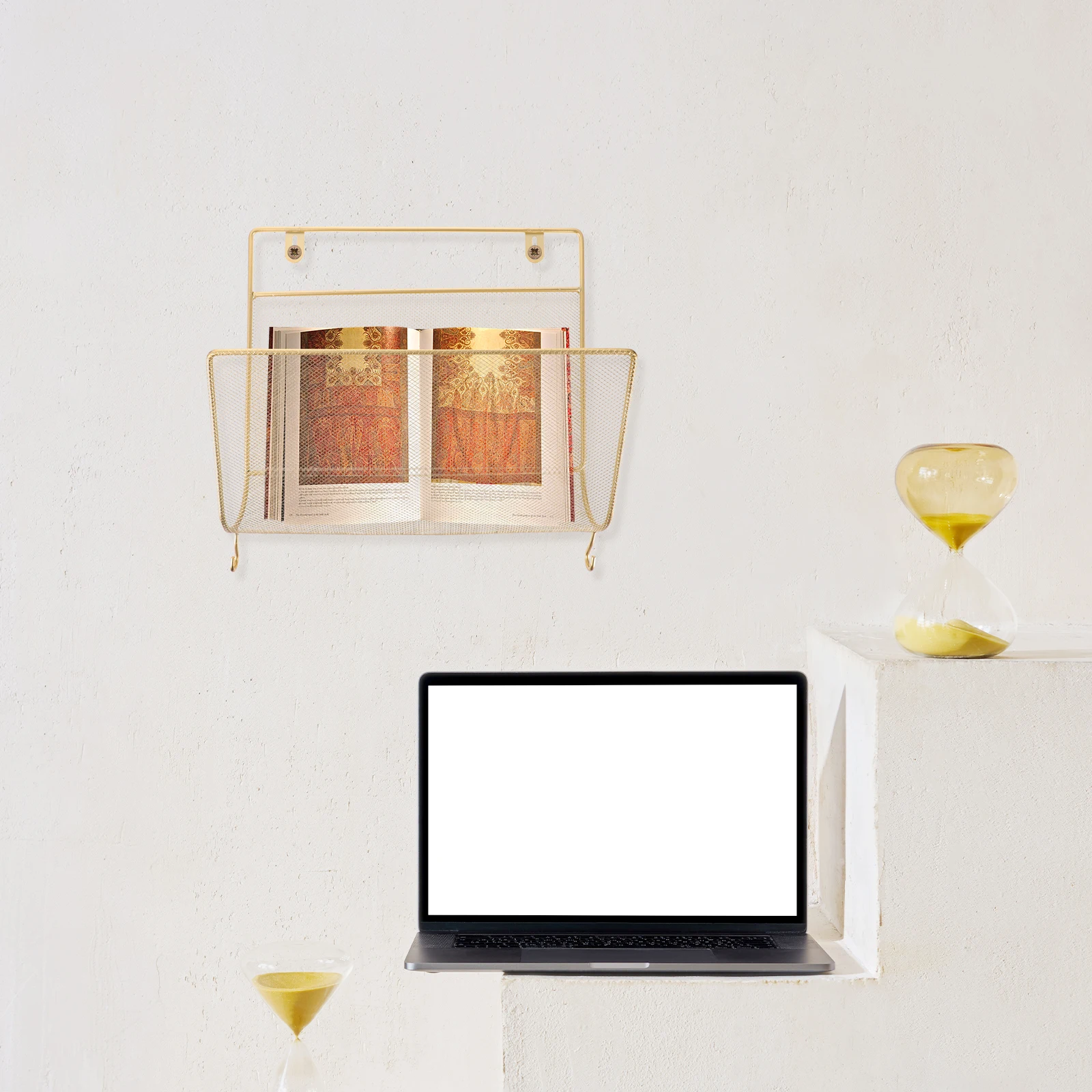 

Wall Mounted Book Storage Rack Sturdy Iron Wall Shelf for Home Office Decorative Floating Shelf Multi-Functional Document