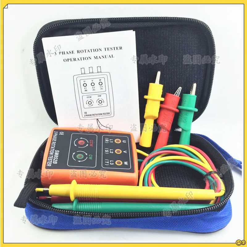 SM852B 3 Phase Sequence Meter Presence Rotation Tester Phase Indicator