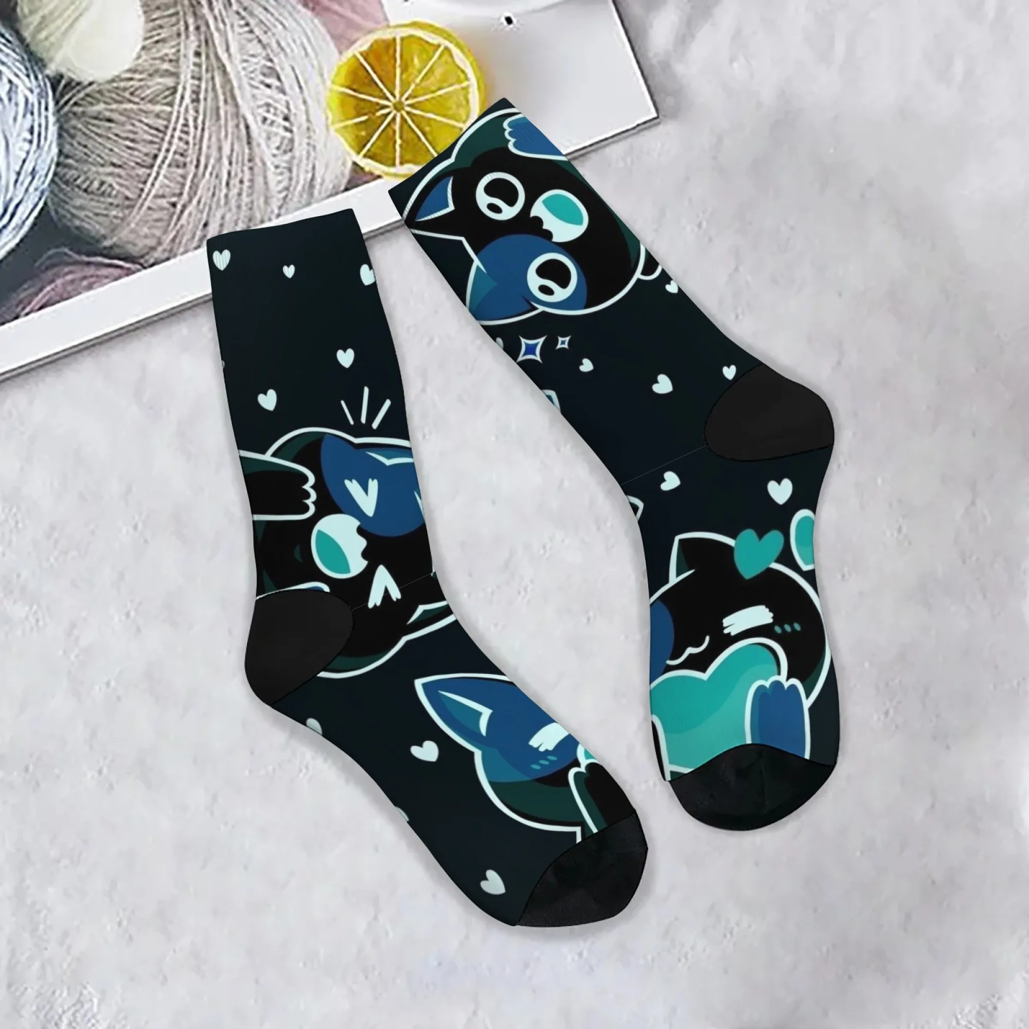 Niedliche Cartoon-Katzen-Crew-Socken, Streetwear, Unisex, rutschfest, atmungsaktiv, weich, bequem, warm, perfekt als Geschenk für Outdoor-Sportarten