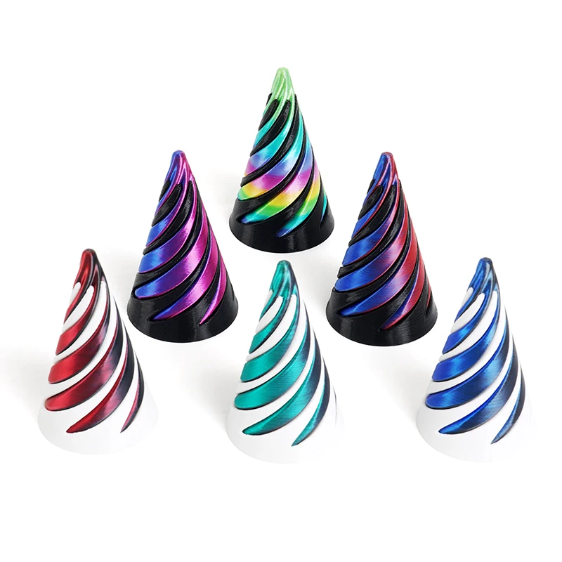 3D Printed Spiral Cone Toy Impossible Pyramid Passthrough Sculpture Pass Through Pyramid Toy Mini Vortex Thread Illusion