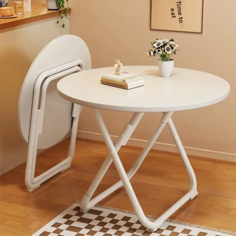 Small Apartment Balcony Dining Street Stall Wood Table Kitchen Table Furniture Folding Round Square Table Cream Style Portable
