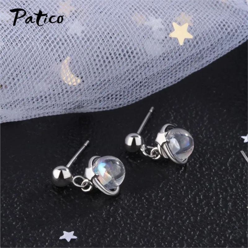 

Women Genuine 925 Sterling Silver Piercing Stud Earrings Female Korean Fresh Cute Planet Sweet Ear Party Jewelry