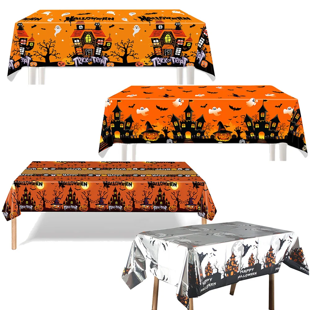 Halloween Theme Tablecloths Pumpkin Ghost Party Decorations Rectangular Plastic Table  Kids Favors Table Decor Party Supplies