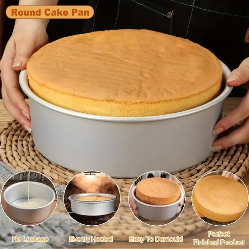 1-PCS Anodized Round Solid Bottom Cake Pan,4/5/6/7/8/9/10 Inch Aluminum Alloy Cake Baking Mold for Kitchen,Oven,Cheesecake,Bread