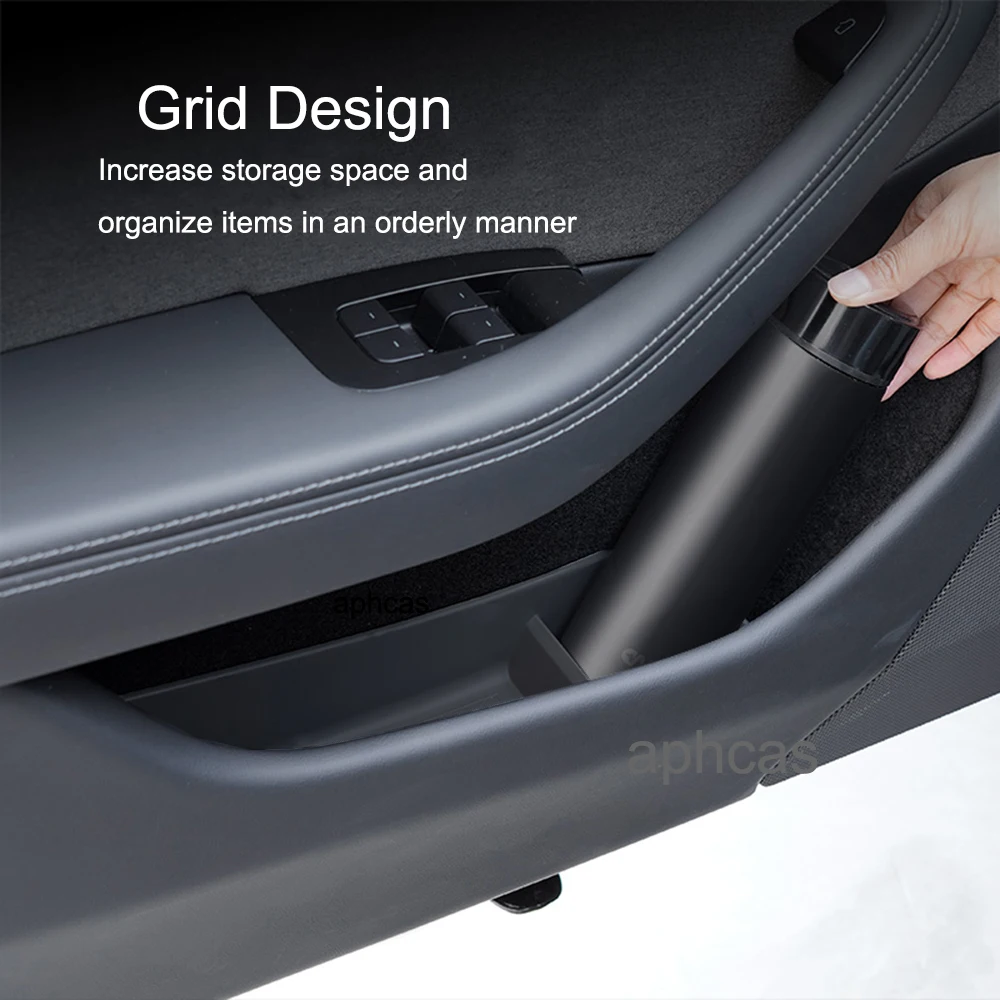 Per Tesla Model 3 Highland 2024 Car Door Side Storage Box anteriore posteriore TPE impermeabile Anti sporco Organizer Tray