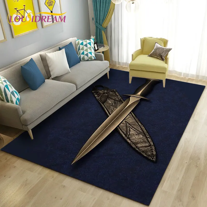 3D Sword Dagger Machete Saber Knife Area Rug,Carpet Rug for Living Room Bedroom Sofa Doormat Decor,Kid Play Non-slip Floor Mat