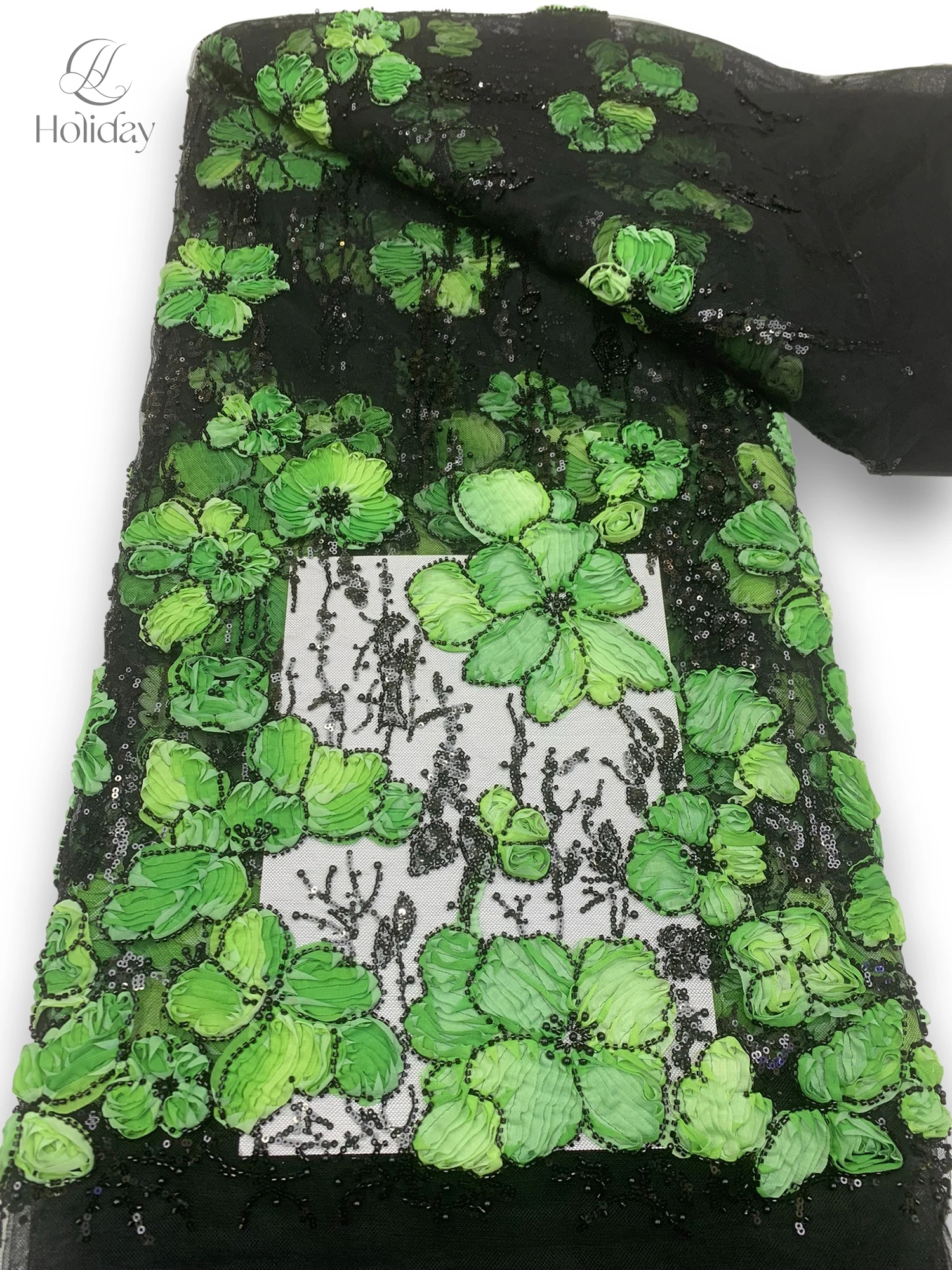 

Luxury 3D Flower Embroidery Lace Fabric, Ribbon Floral Sequins Beaded Tulle Net for lace fabric sewing supplies & fabrics