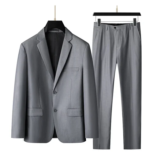 Imagen 2 del producto Traje y pantalones informales de negocios 2025 para hombre, conjunto de dos piezas, talla grande XL-9XL, bonito vestido de novia todo en uno de Color sólido