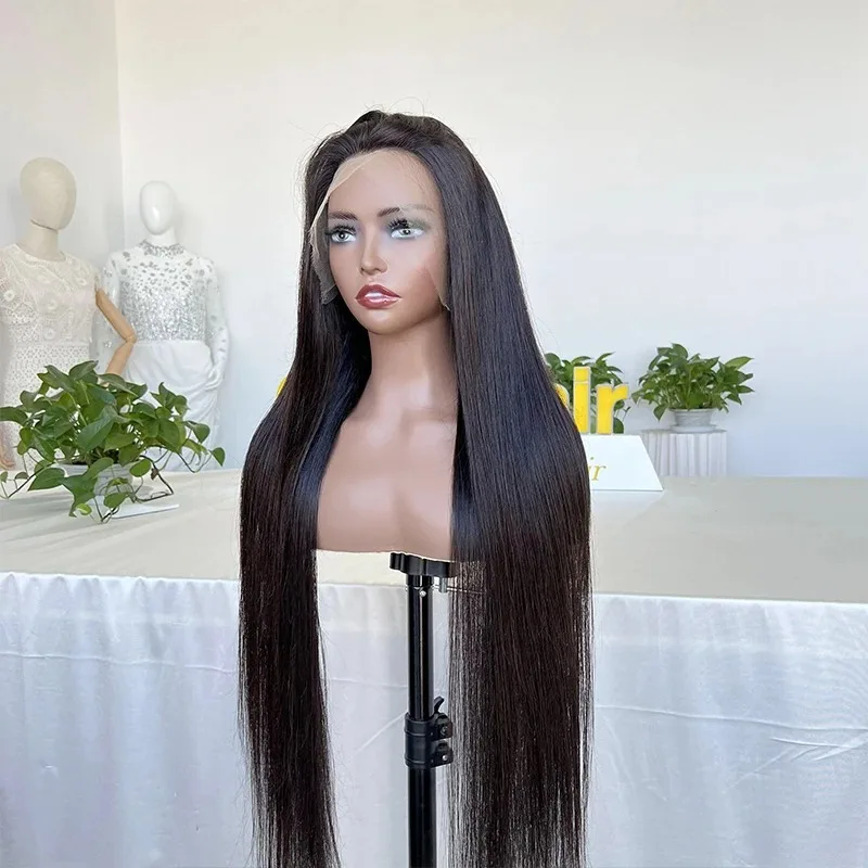 5x5 Glueless For Black Women 30 Inch Lace Front Wig PrePlucked 200 Density HD Transparent Straight Lace Frontal Human Hair Wig