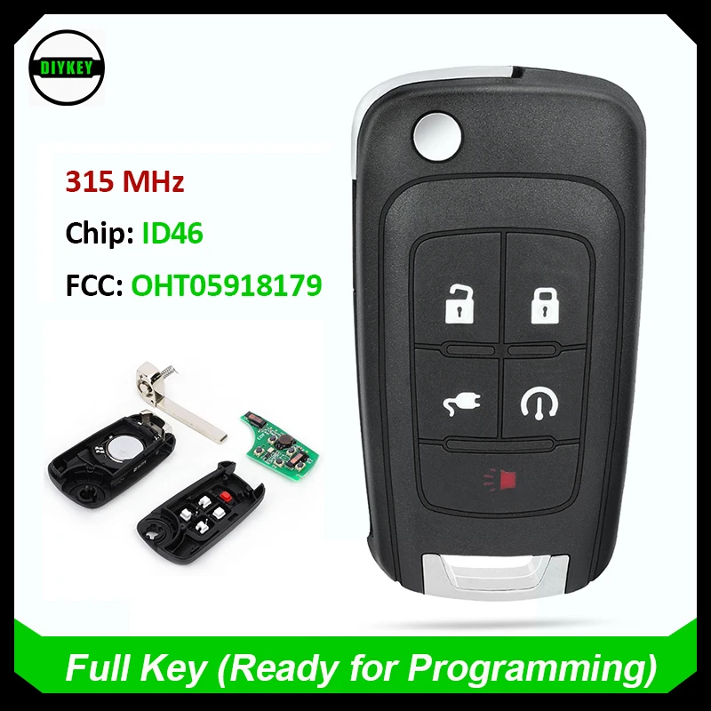 

DIYKEY OHT05918179 PN:22923862 Keyless Go Flip Remote Key Fob 5 Button 315MHz ID46 for Chevrolet Volt 2011 2012 2013 2014 2015