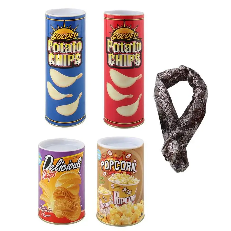 Pranks For Adults Potato Chip Snake Can Jump Spring Snake Toy Tricky Potato Chip Bucket Toy April Fool Day Halloween Party