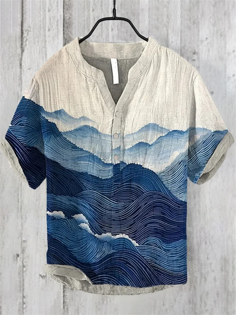 The perfect interweaving of nature and art, this linen men's shirt is attracting everyone's attention with its unique pattern