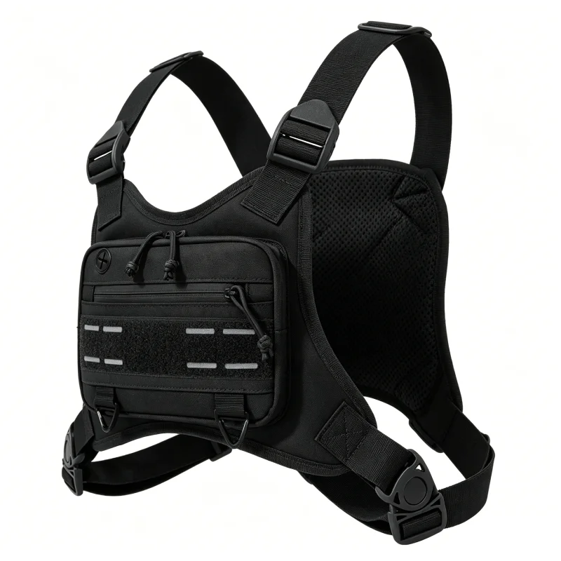 Sac de poitrine tactique, gilet de chasse, sac à bandoulière pour le camping, la pêche, le cyclisme, sac à dos de voyage réfléchissant, sac banane pour homme